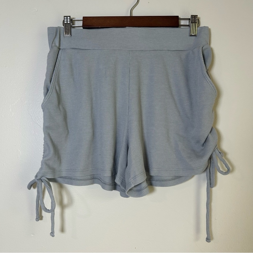 SUNDRY Women's Blue Waffle Knit Drawstring Lounge Shorts Size 3